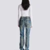 Jeans in denim slavato a gamba dritta