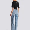 Jeans in denim slavato a gamba dritta