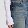 Jeans in denim slavato a gamba dritta