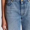 Jeans in denim slavato a gamba dritta