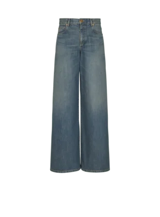 Jeans in denim slavato a gamba larga
