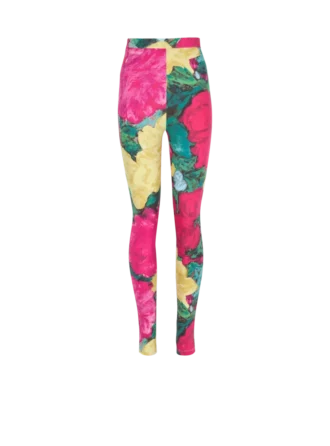 Leggings in jersey con stampa rose