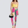 Leggings in jersey con stampa rose Leggings in jersey con stampa rose