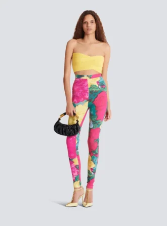 Leggings in jersey con stampa rose