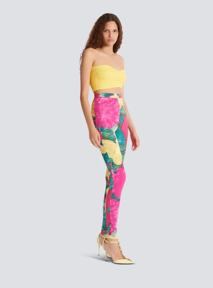 Leggings in jersey con stampa rose Leggings in jersey con stampa rose
