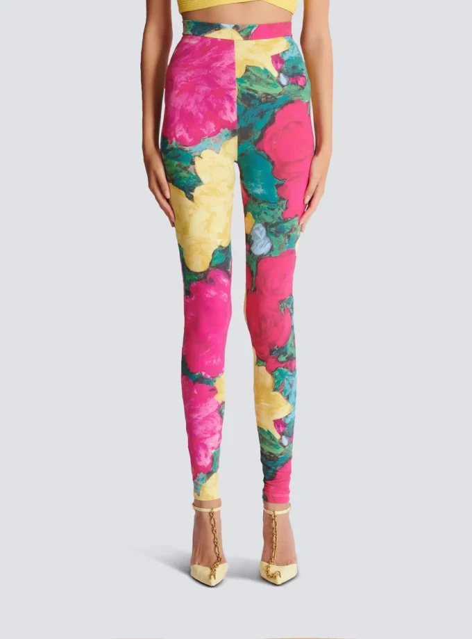 Leggings in jersey con stampa rose Leggings in jersey con stampa rose