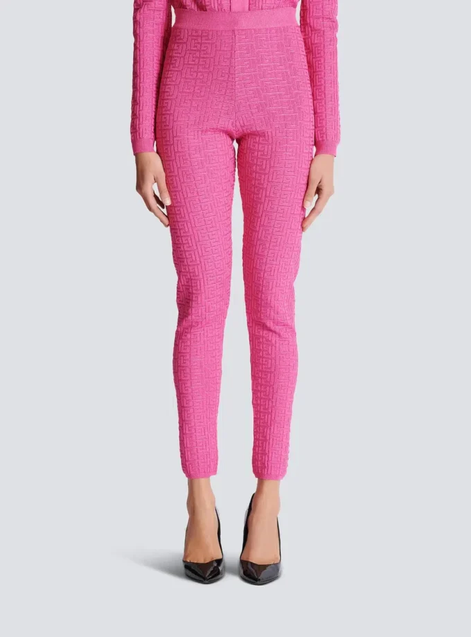 Leggings in maglia con monogramma