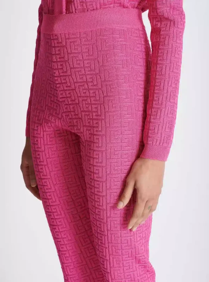 Leggings in maglia con monogramma