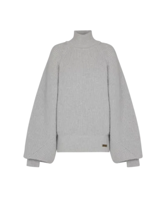 Maglione a collo alto in maglia a costine