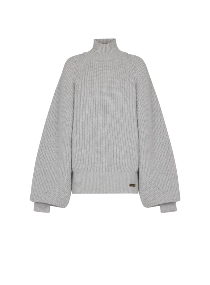 Maglione a collo alto in maglia a costine