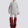 Maglione a collo alto in maglia a costine