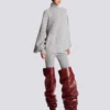 Maglione a collo alto in maglia a costine