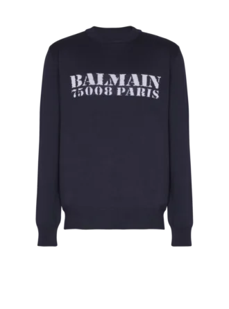 Maglione in lana merino con marchio Balmain