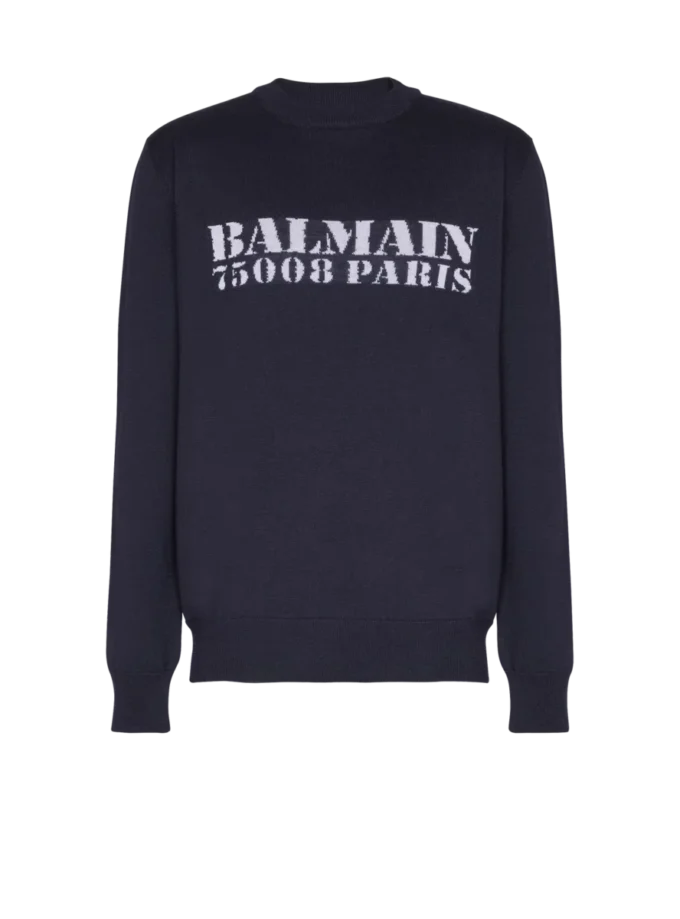 Maglione in lana merino con marchio Balmain Maglione in lana merino con marchio Balmain