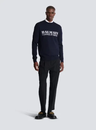 Maglione in lana merino con marchio Balmain
