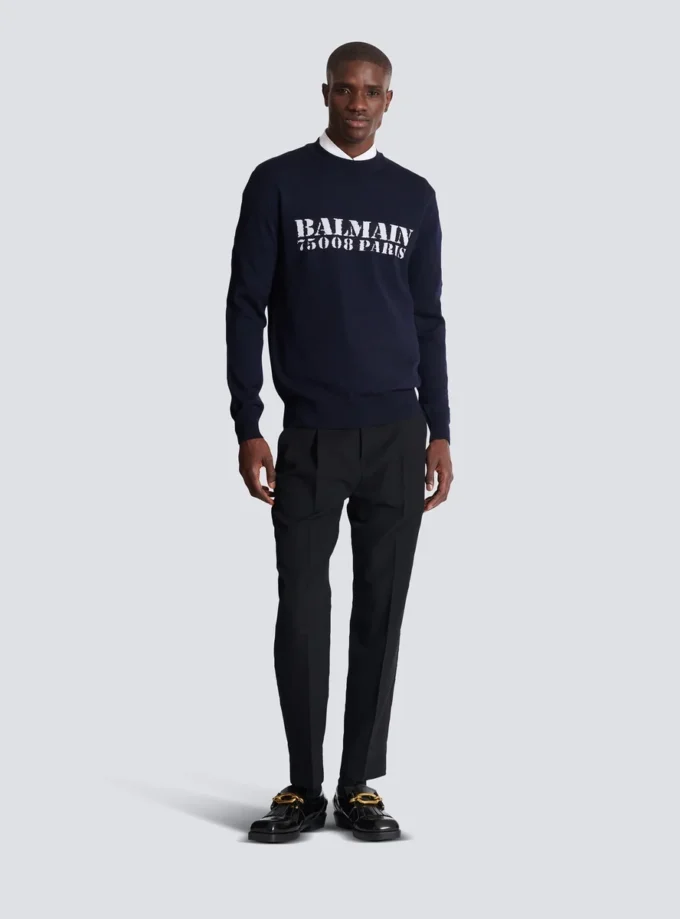 Maglione in lana merino con marchio Balmain Maglione in lana merino con marchio Balmain
