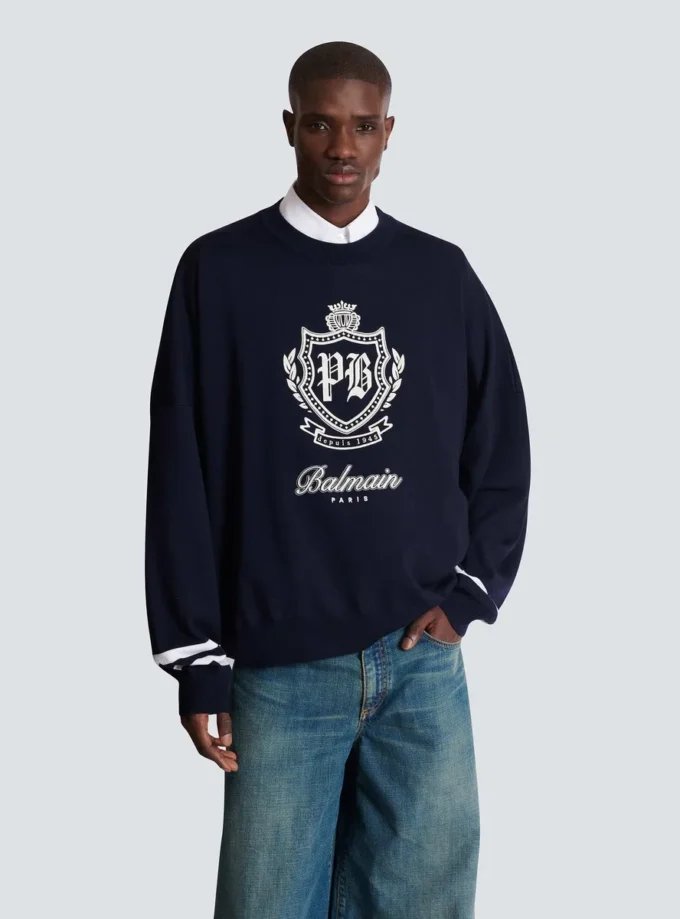 Maglione lavorato a maglia con emblema College Maglione lavorato a maglia con emblema College