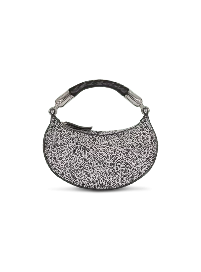 Mini borsa Ebene in pelle scamosciata e cristalli