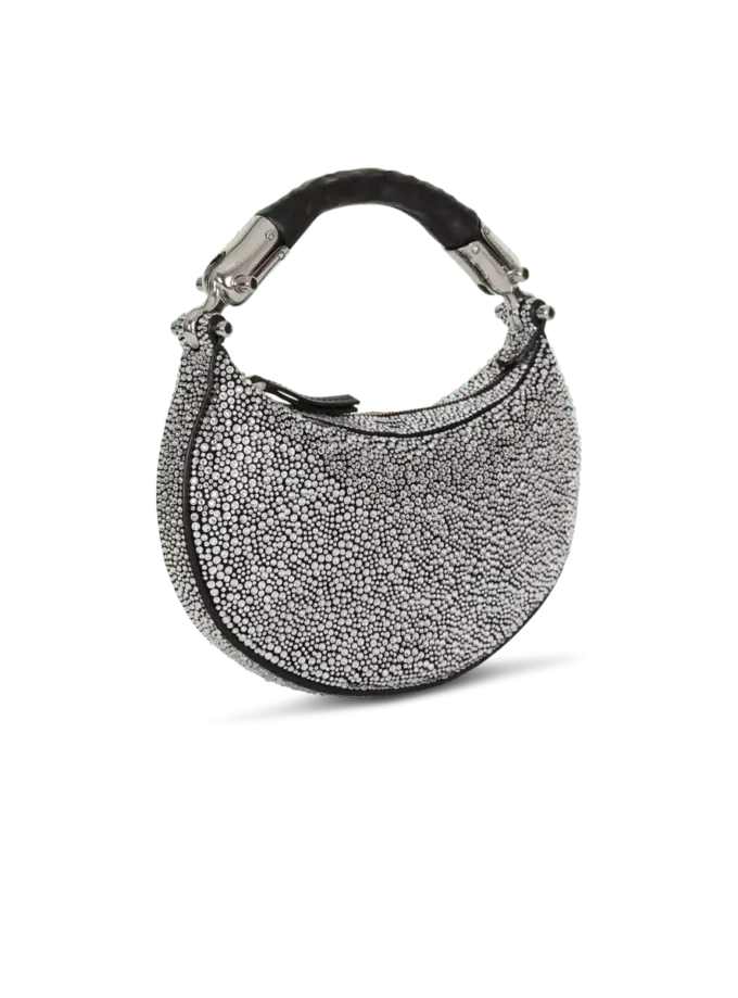 Mini borsa Ebene in pelle scamosciata e cristalli