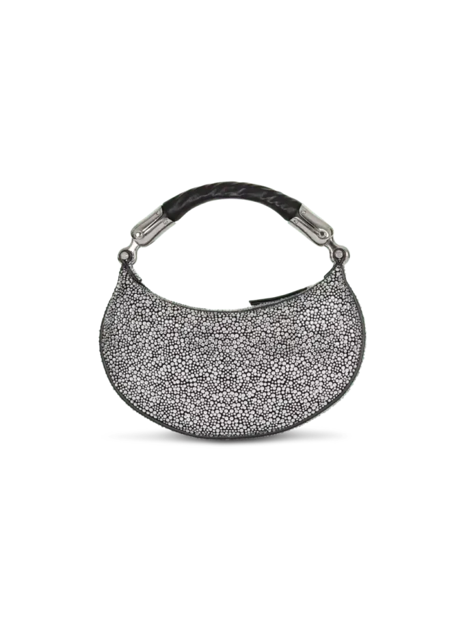 Mini borsa Ebene in pelle scamosciata e cristalli