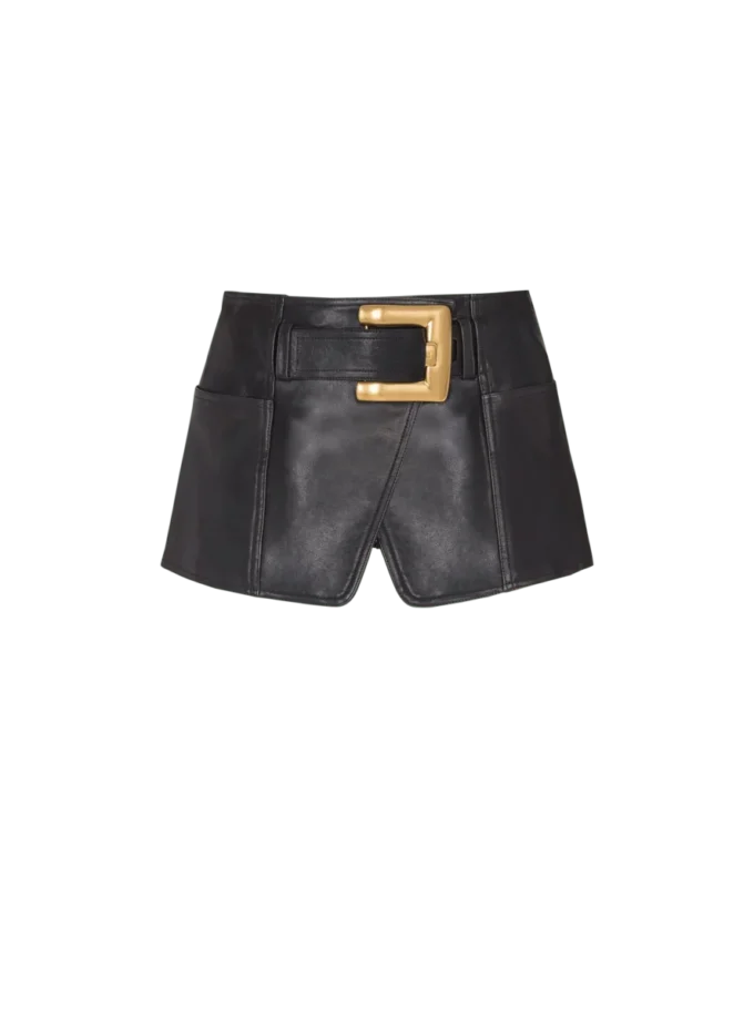 Minigonna in pelle con cintura