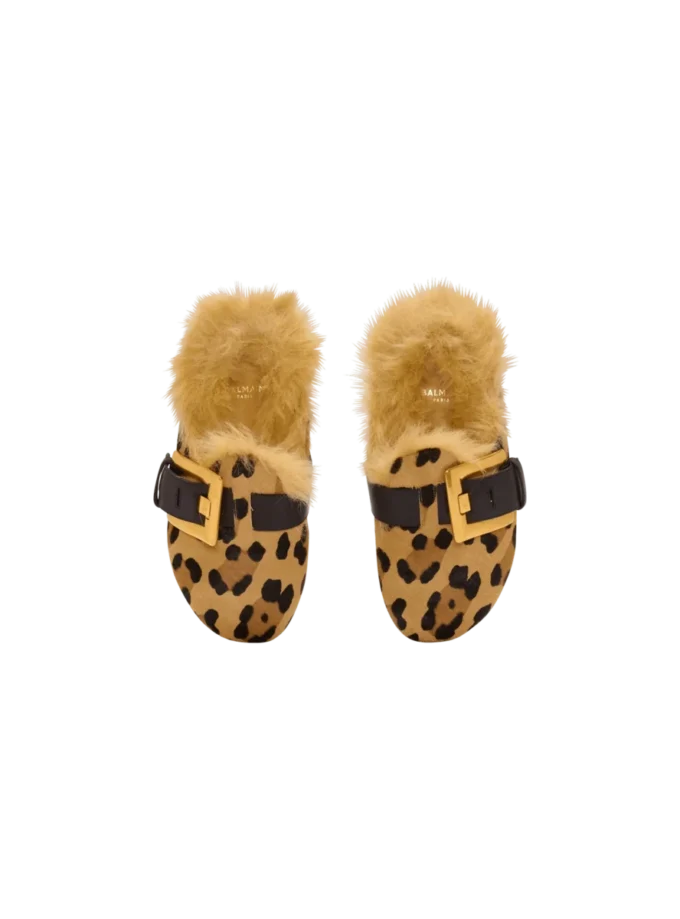 Mules Anthem in pelle di cavallino con stampa leopardata e pelliccia sintetica Mules Anthem in pelle di cavallino con stampa leopardata e pelliccia sintetica