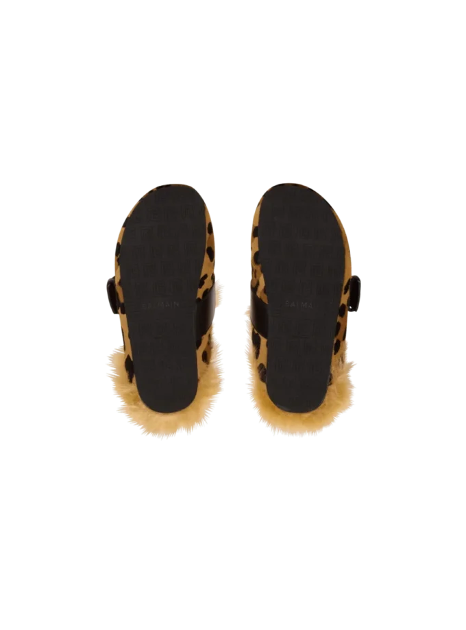 Mules Anthem in pelle di cavallino con stampa leopardata e pelliccia sintetica Mules Anthem in pelle di cavallino con stampa leopardata e pelliccia sintetica