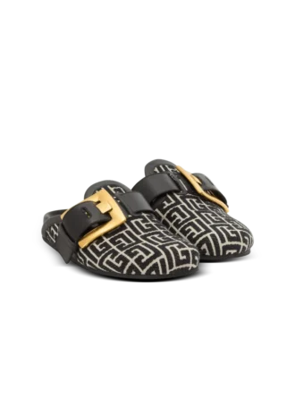 Mules Anthem in tela jacquard con monogramma PB