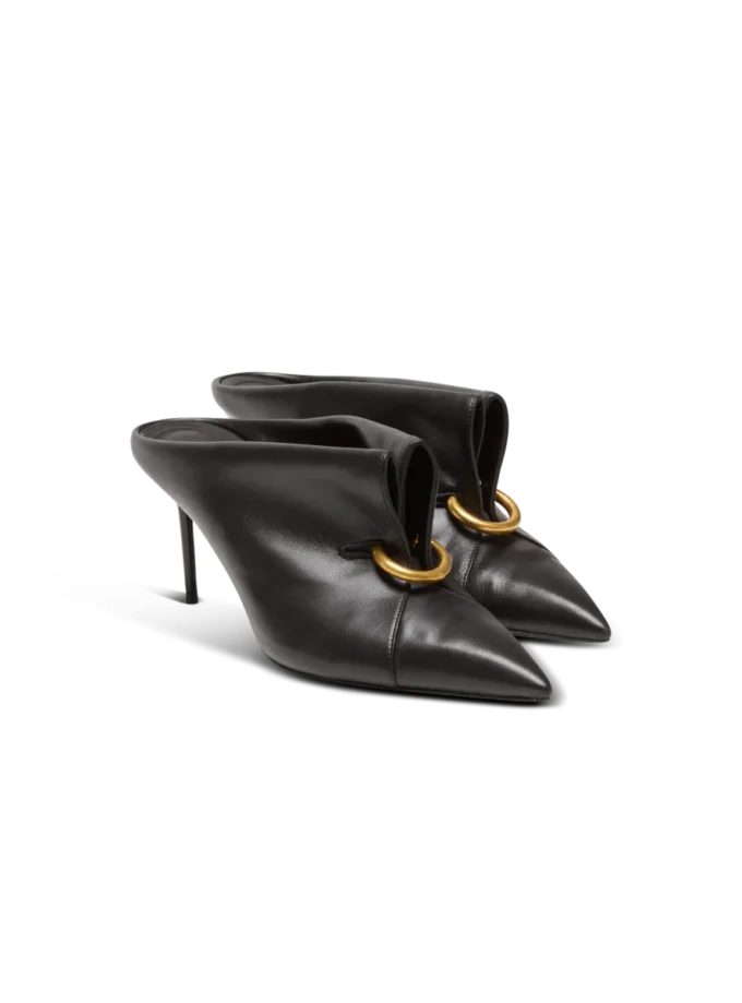 Mules in pelle di agnello con piercing frontale