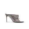 Mules in pelle scamosciata e strass con piercing frontale