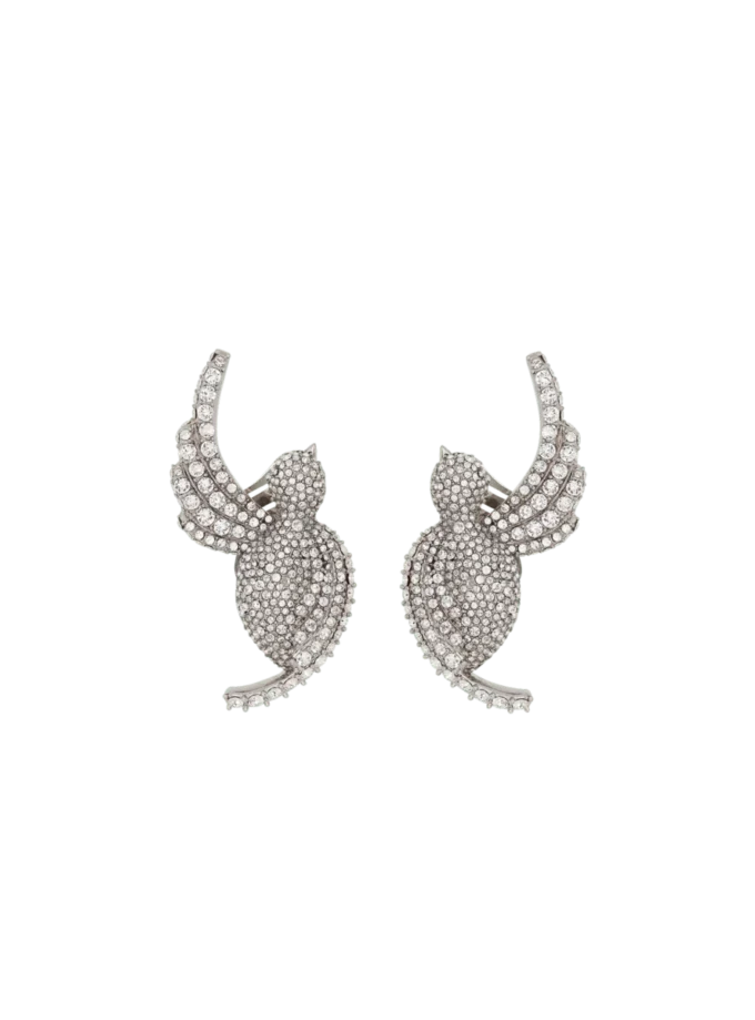 Orecchini Swallow con strass e palladio