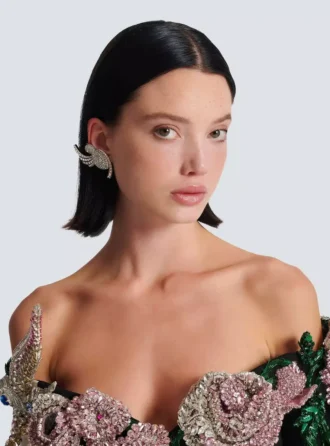 Orecchini Swallow con strass e palladio