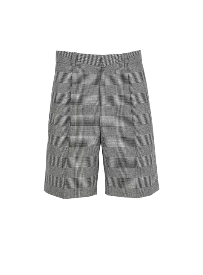 Pantaloncini con pinces e motivo Principe di Galles Pantaloncini con pinces e motivo Principe di Galles
