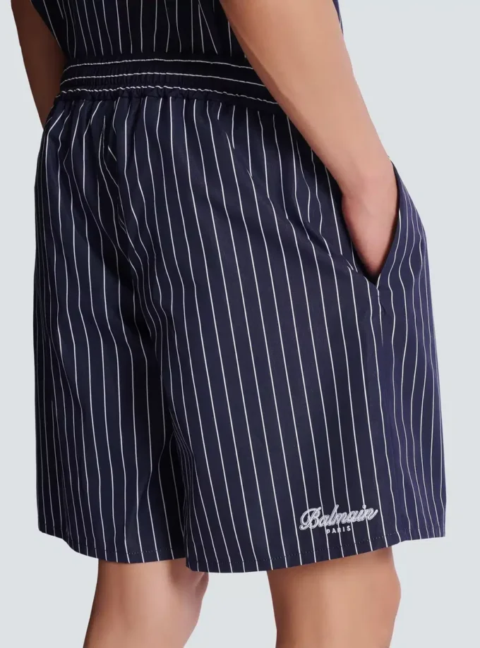 Pantaloncini pigiama in popeline a righe