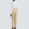 Pantaloni 7/8 con pinces in gabardine di cotone Pantaloni 7/8 con pinces in gabardine di cotone