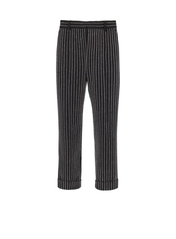Pantaloni a gamba dritta con strisce di cristalli Pantaloni a gamba dritta con strisce di cristalli