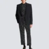 Pantaloni a gamba dritta con strisce di cristalli Pantaloni a gamba dritta con strisce di cristalli