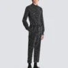 Pantaloni a gamba dritta con strisce di cristalli Pantaloni a gamba dritta con strisce di cristalli