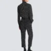 Pantaloni a gamba dritta con strisce di cristalli Pantaloni a gamba dritta con strisce di cristalli