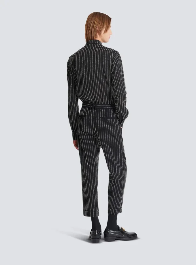 Pantaloni a gamba dritta con strisce di cristalli Pantaloni a gamba dritta con strisce di cristalli