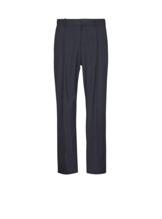 Pantaloni a gamba dritta in lana gessata