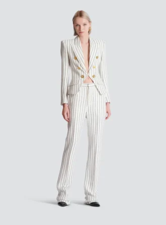 Pantaloni a righe sottili con gamba dritta