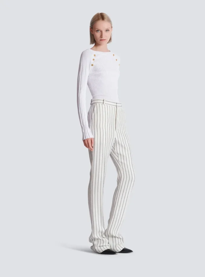 Pantaloni a righe sottili con gamba dritta