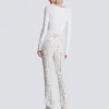 Pantaloni a righe sottili con gamba dritta