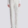 Pantaloni a righe sottili con gamba dritta