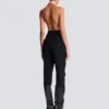 Pantaloni a vita alta con motivo grain de poudre Pantaloni a vita alta con motivo grain de poudre