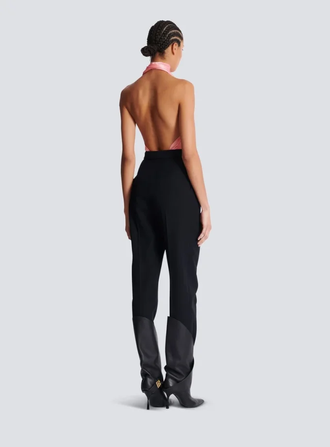 Pantaloni a vita alta con motivo grain de poudre Pantaloni a vita alta con motivo grain de poudre