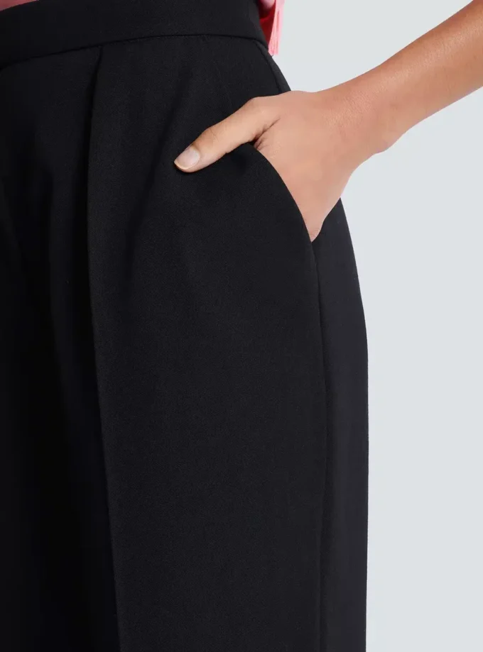 Pantaloni a vita alta con motivo grain de poudre Pantaloni a vita alta con motivo grain de poudre