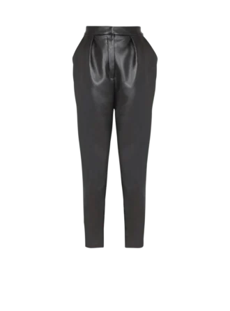Pantaloni a vita alta in ecopelle