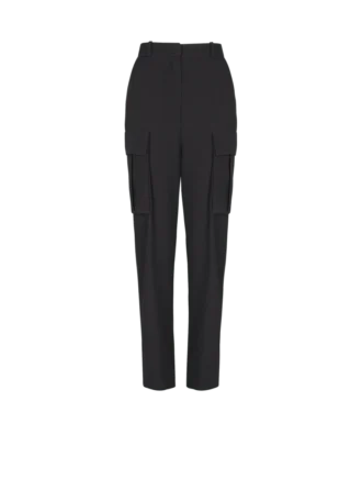 Pantaloni cargo in lana grain de poudre